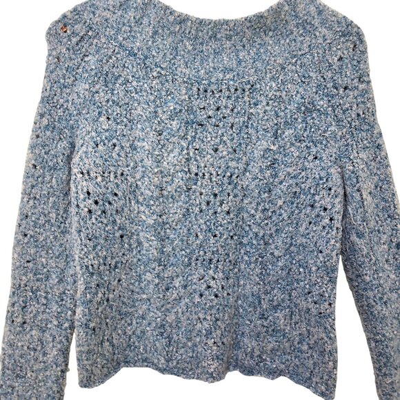 Free People Blue Marine Cropped Pullover Sweater Bateau Neck Womens Sz M - Picture 3 of 7